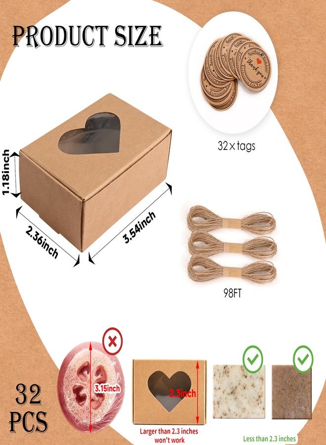 Moukiween 32 PCS Brown Soap Boxes for Homemade Soap, 3.54 X 2.36 X 1.18 Inch Soap Packaging Gift boxes with Window, Small Rectangular Soap Wrapping Boxes (Brown) - Image 2